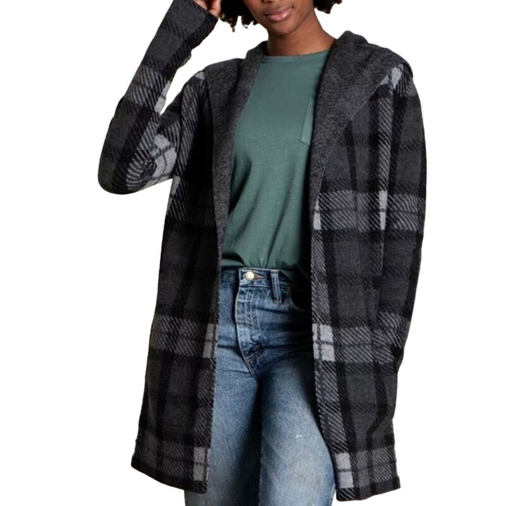 Toad&Co Black and Gray Plaid Hoodie